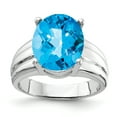 thumbnail image 1 of Primal Gold 14 Karat White Gold 12x10mm Oval Blue Topaz Checker Ring, 1 of 4