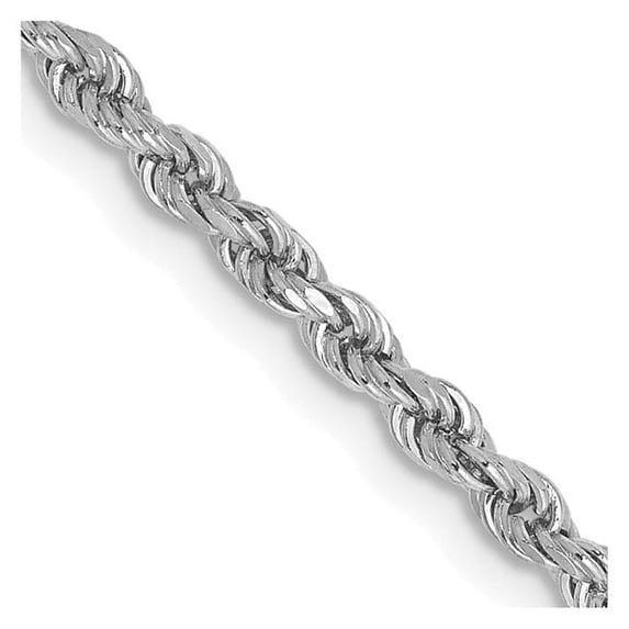 Primal Gold 14 Karat White Gold 2.25mm Diamond-cut Rope with Lobster Clasp Chain