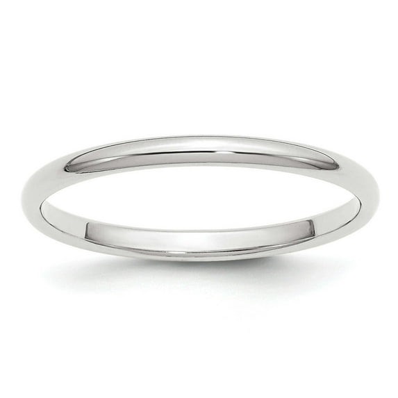 Primal Gold 14 Karat White Gold 2mm Half Round Band Size 13.5
