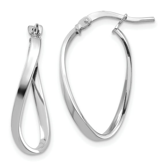 Primal Gold 14 Karat White Gold 2mm Wavy Hoop Earrings