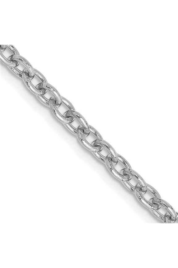 14 Karat White Gold 3.2mm Round Open Link Cable Chain Necklace