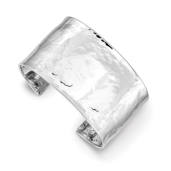 Primal Gold 14 Karat White Gold 37mm Hammered Polished Bangle