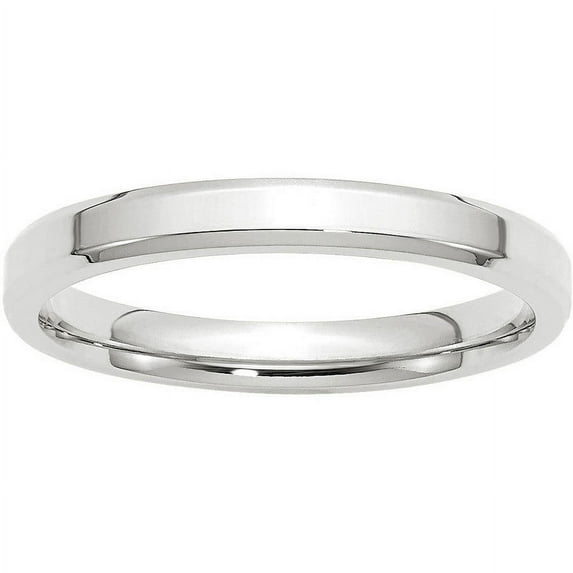 Primal Gold 14 Karat White Gold 3mm Bevel Edge Comfort Fit Band Size 11
