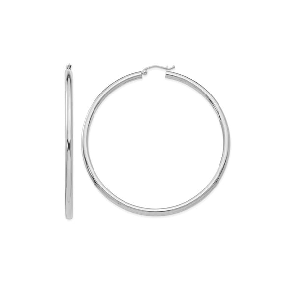 Primal Gold 14 Karat White Gold 3mm Lightweight Tube Hoop Earrings