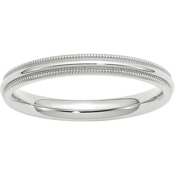 Primal Gold 14 Karat White Gold 3mm Milgrain Comfort Fit Band Size 12