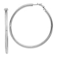 thumbnail image 1 of Primal Gold 14 Karat White Gold 3x50mm Round Omega Back Hoop Earrings, 1 of 4