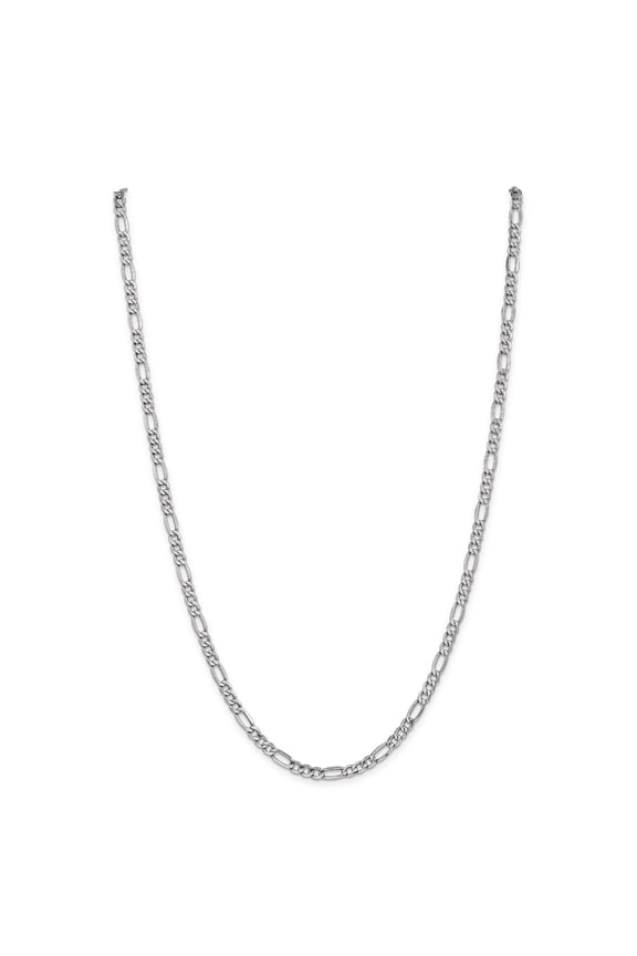 14 Karat White Gold 4.4mm Semi-Solid Figaro Chain
