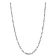 Primal Gold 14 Karat White Gold 4.4mm Semi-Solid Figaro Chain