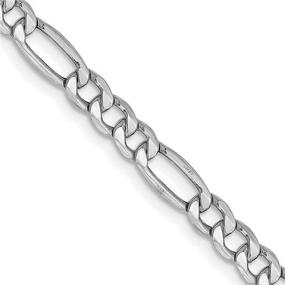 Primal Gold 14 Karat White Gold 4.4mm Semi-solid Figaro Chain