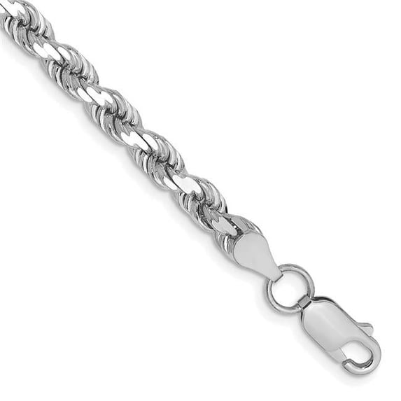 Primal Gold 14 Karat White Gold 4.5mm Diamond-cut Rope with Lobster Clasp Chain Bracelet