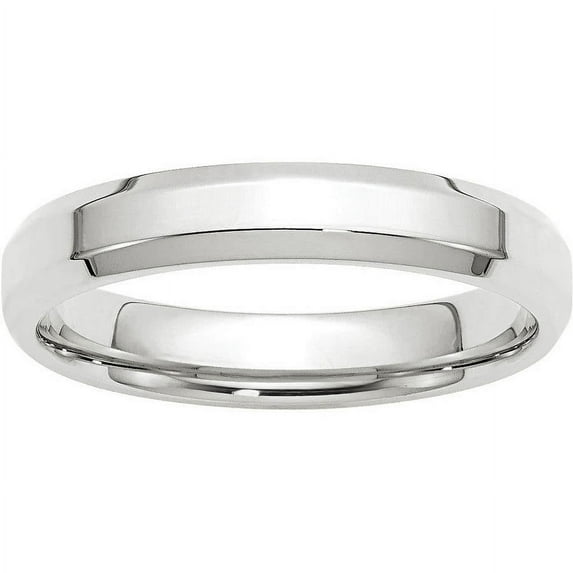 Primal Gold 14 Karat White Gold 4mm Bevel Edge Comfort Fit Band Size 14