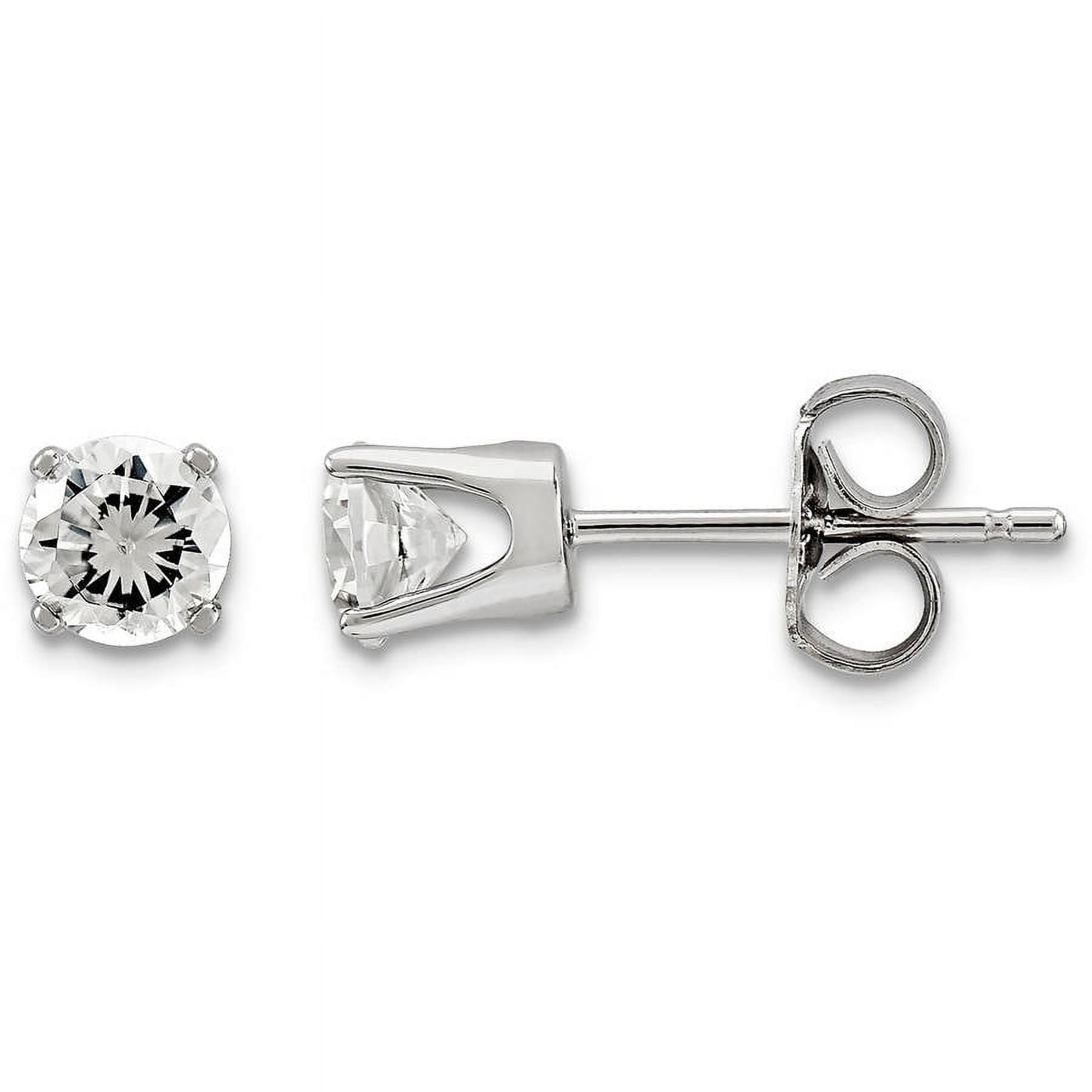 Primal Gold 14 Karat White Gold 4mm Cubic Zirconia Stud Earrings