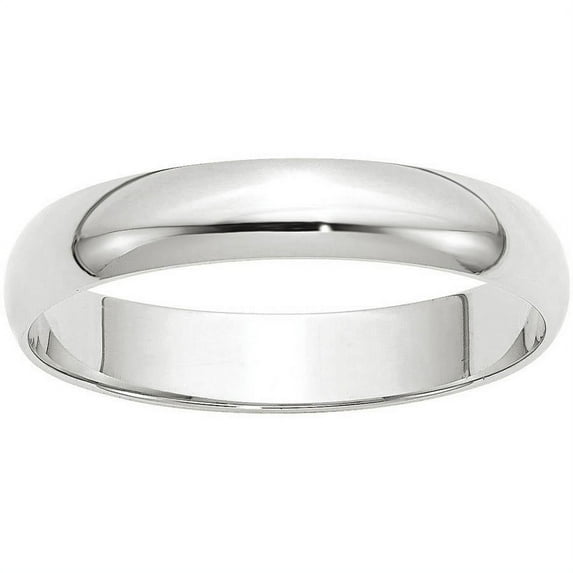Primal Gold 14 Karat White Gold 4mm Lightweight Half Round Band Size 9.5