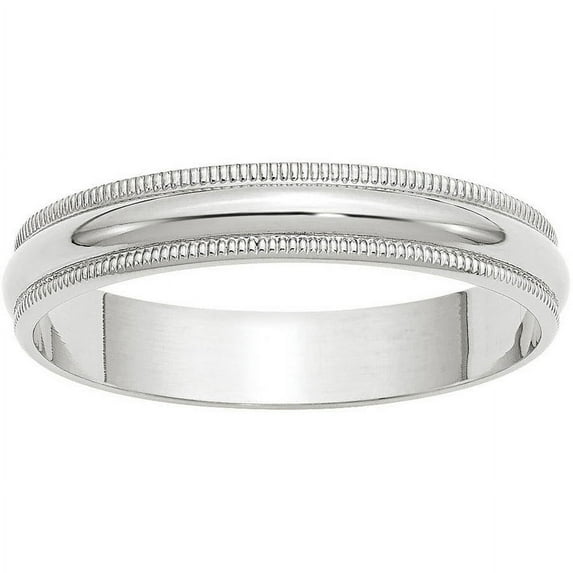 Primal Gold 14 Karat White Gold 4mm Lightweight Milgrain Half Round Band Size 6