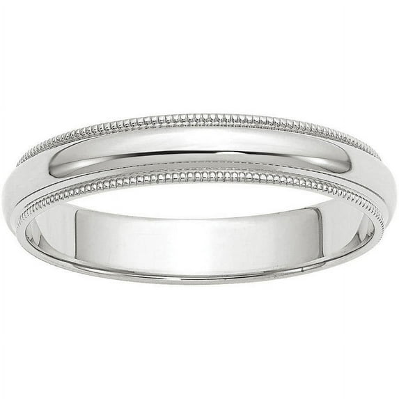 Primal Gold 14 Karat White Gold 4mm Milgrain Half Round Band Size 11.5