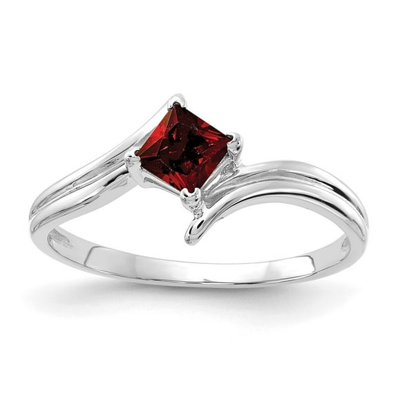 Primal Gold 14 Karat White Gold 4mm Princess Cut Garnet Ring