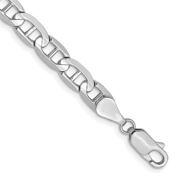 Primal Gold 14 Karat White Gold 5.25mm Concave Anchor Chain Bracelet