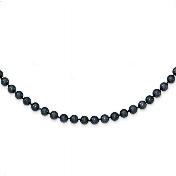 Primal Gold 14 Karat White Gold 5-6mm Round Black Saltwater Akoya Cultured Pearl Necklace