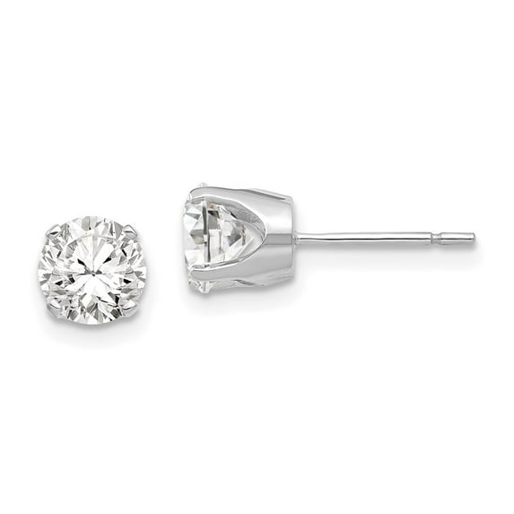 Primal Gold 14 Karat White Gold 5.75mm Cubic Zirconia Stud Earrings