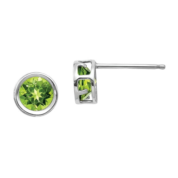 Primal Gold 14 Karat White Gold 5mm Bezel Peridot Stud Earrings