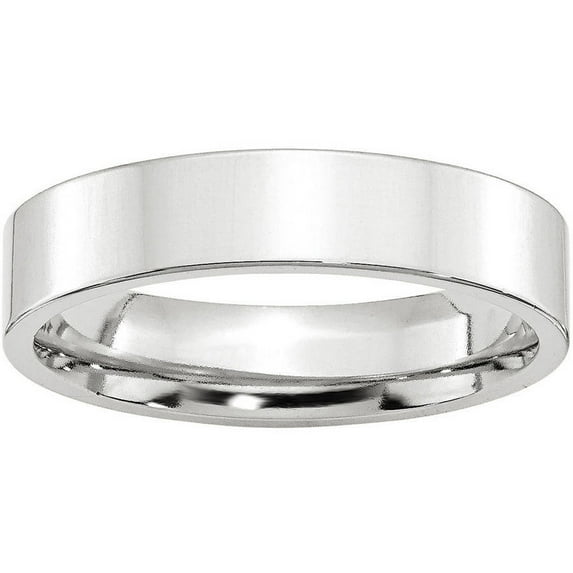 Primal Gold 14 Karat White Gold 5mm Standard Flat Comfort Fit Band Size 13.5