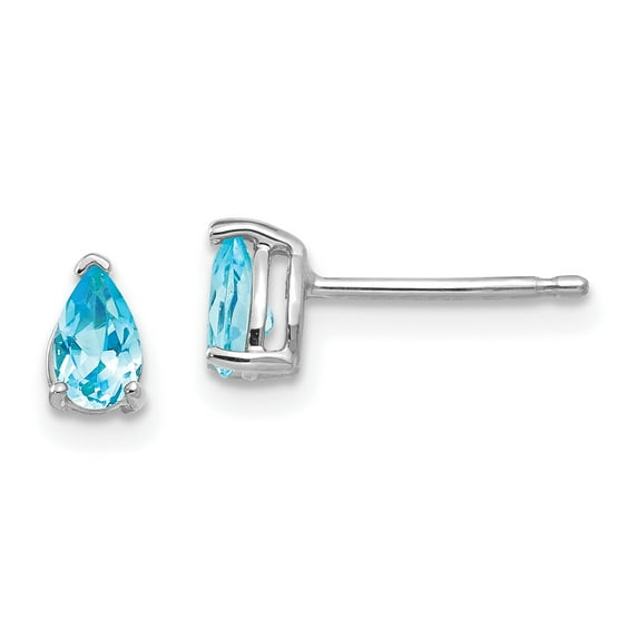 Primal Gold 14 Karat White Gold 5x3mm Pear Blue Topaz Earrings