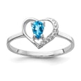 thumbnail image 1 of Primal Gold 14 Karat White Gold 5x3mm Pear Blue Topaz and Diamond Ring, 1 of 3