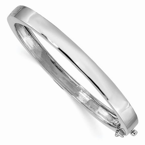 Primal Gold 14 Karat White Gold 6.3mm Solid Hinged Bangle Bracelet