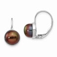 thumbnail image 1 of Primal Gold 14 Karat White Gold 6-7mm Black Button Freshwater Cultured Pearl Leverback Earrings, 1 of 4