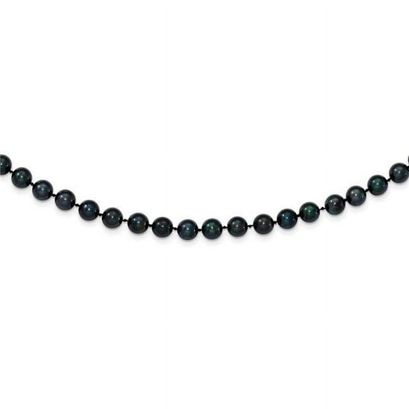 Primal Gold 14 Karat White Gold 6-7mm Round Black Saltwater Akoya Cultured Pearl Necklace