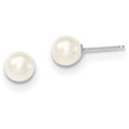 thumbnail image 1 of Primal Gold 14 Karat White Gold 6-7mm White Round Freshwater Cultured Pearl Stud Earrings, 1 of 4