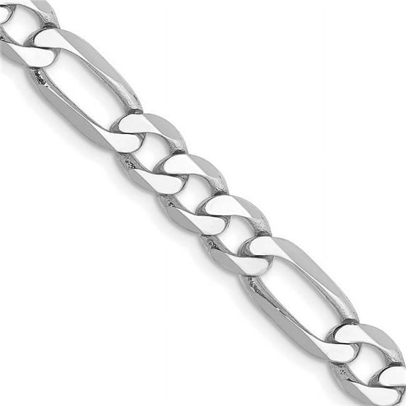 Primal Gold 14 Karat White Gold 6mm Flat Figaro Chain Necklace
