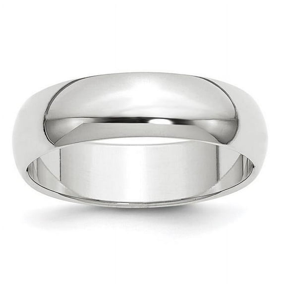 Primal Gold 14 Karat White Gold 6mm Half-Round Wedding Band Size 4