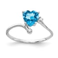 thumbnail image 1 of Primal Gold 14 Karat White Gold 6mm Heart Blue Topaz and AAA Diamond Ring, 1 of 4