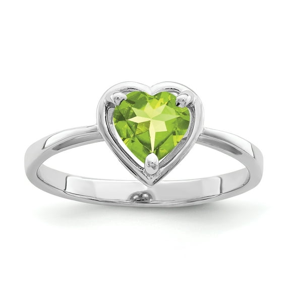 Primal Gold 14 Karat White Gold 6mm Heart Peridot Ring