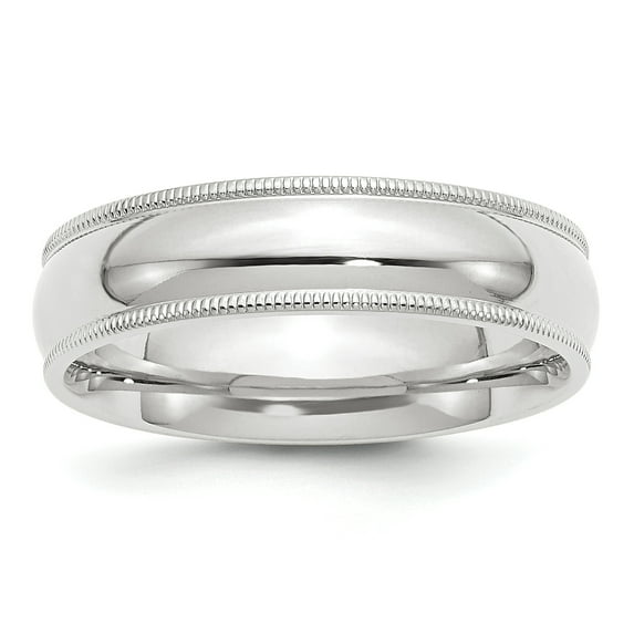 Primal Gold 14 Karat White Gold 6mm Milgrain Comfort Fit Band Size 5