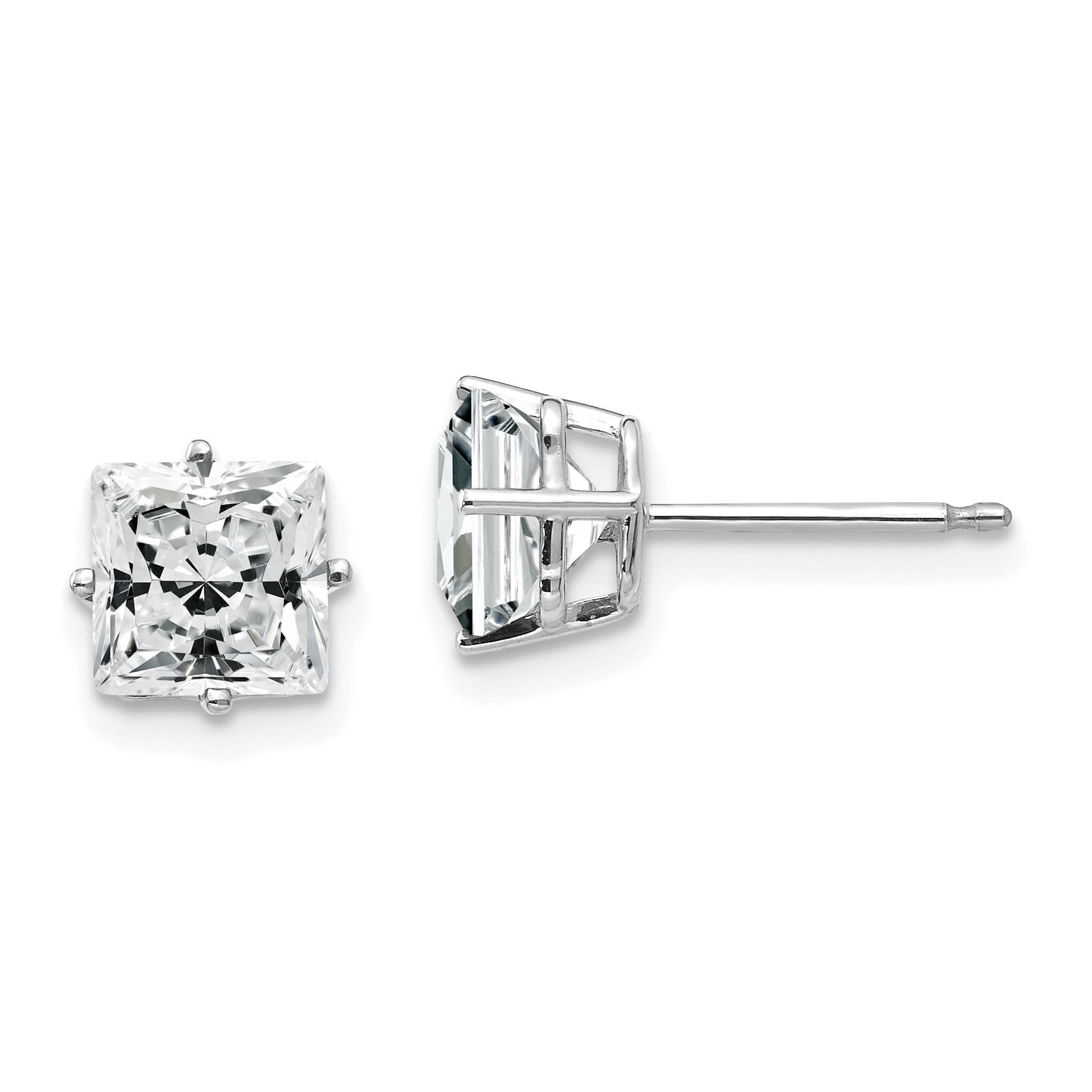 Primal Gold 14 Karat White Gold 6mm Princess-cut Cubic Zirconia Earrings