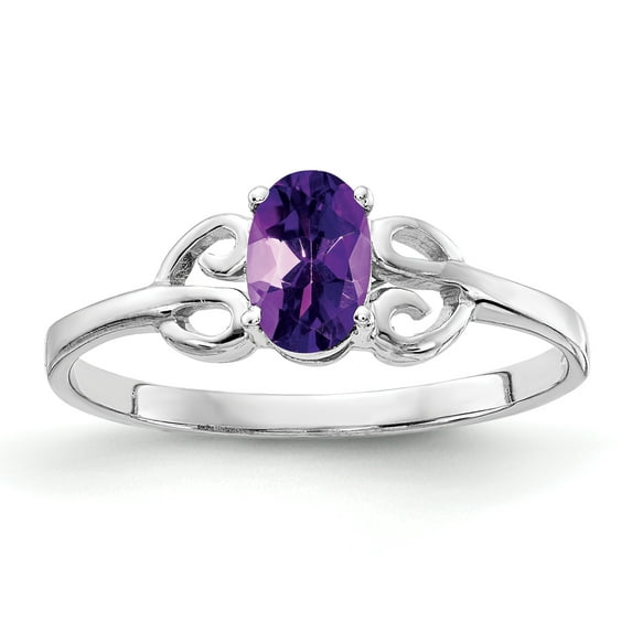 Primal Gold 14 Karat White Gold 6x4mm Oval Amethyst Ring