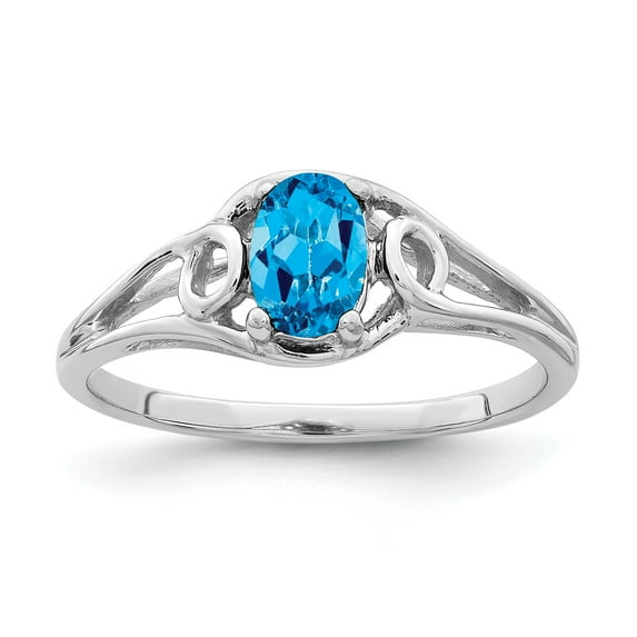Primal Gold 14 Karat White Gold 6x4mm Oval Blue Topaz Ring
