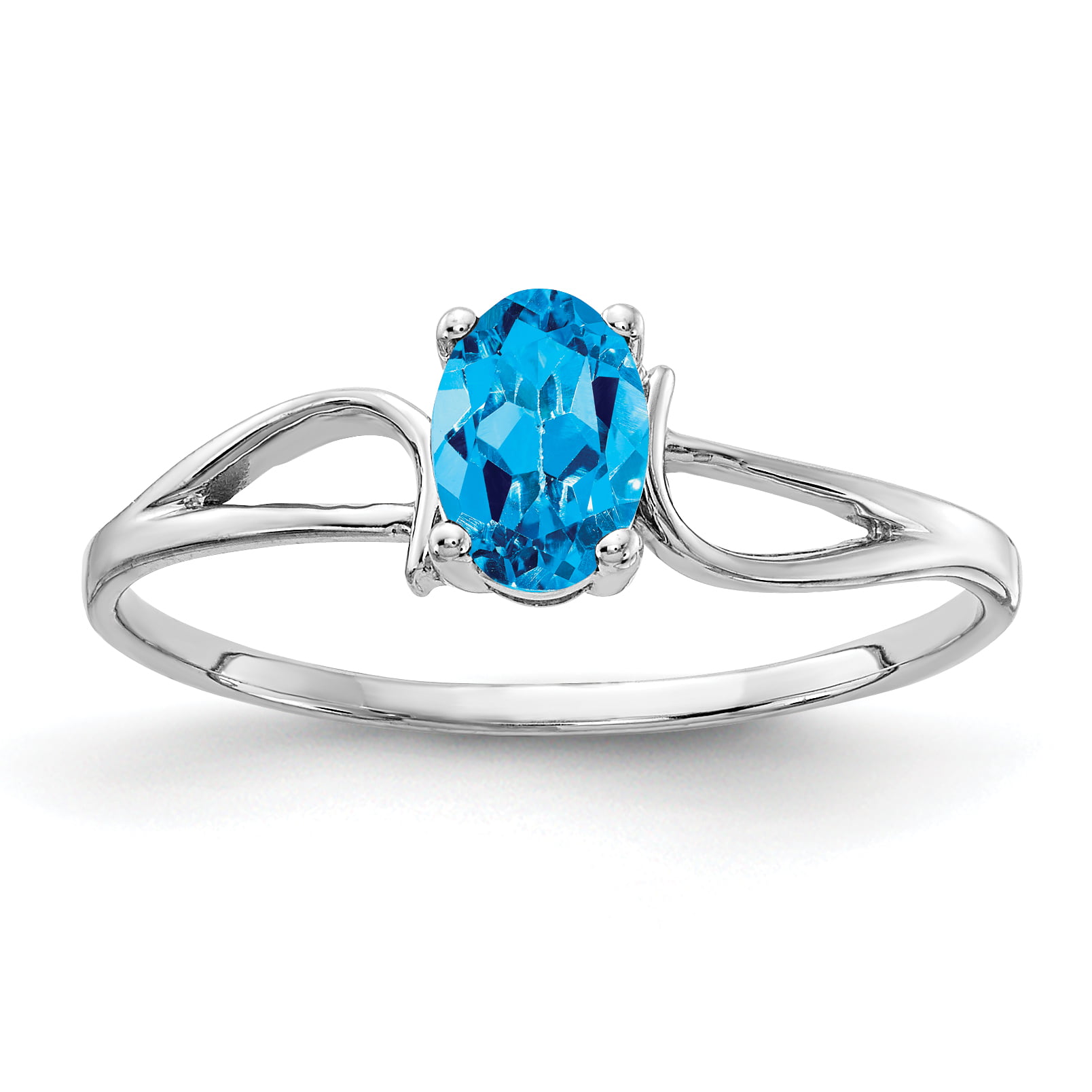 Online Only Exclusive Moon Design Blue Topaz Ring – Super Silver
