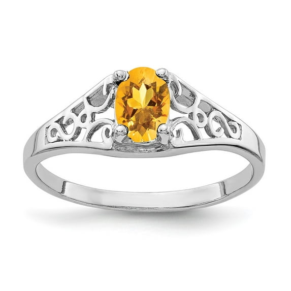 Primal Gold 14 Karat White Gold 6x4mm Oval Citrine Ring