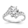 thumbnail image 1 of Primal Gold 14 Karat White Gold 6x4mm Oval Cubic Zirconia and Diamond Ring, 1 of 3