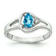 thumbnail image 1 of Primal Gold 14 Karat White Gold 6x4mm Pear Blue Topaz and Diamond Ring, 1 of 4