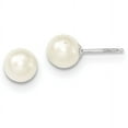 thumbnail image 1 of Primal Gold 14 Karat White Gold 7-8mm White Round Freshwater Cultured Pearl Stud Earrings, 1 of 4