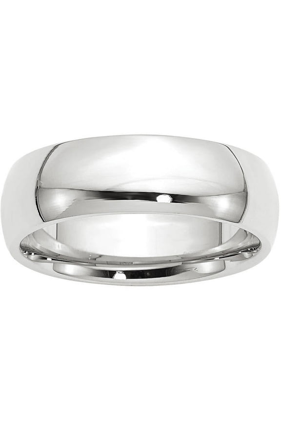 14 Karat White Gold 7mm Comfort-Fit Band