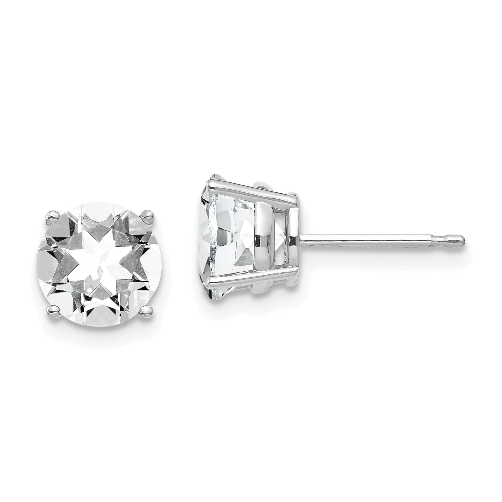 Primal Gold 14 Karat White Gold 7mm Cubic Zirconia Earrings