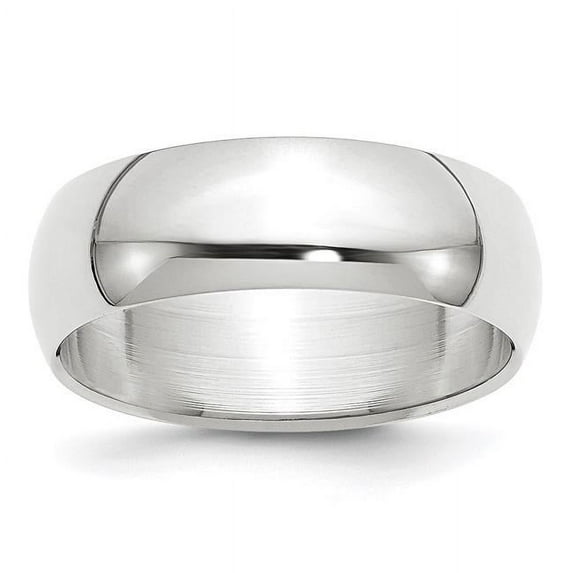 Primal Gold 14 Karat White Gold 7mm Half-Round Wedding Band Size 7