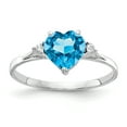 thumbnail image 1 of Primal Gold 14 Karat White Gold 7mm Heart Blue Topaz A Diamond Ring, 1 of 4