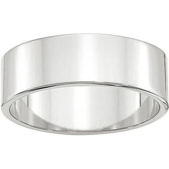 Primal Gold 14 Karat White Gold 7mm Lightweight Flat Band Size 7.5