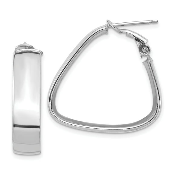 Primal Gold 14 Karat White Gold 7mm Omega Back Triangle Hoop Earrings